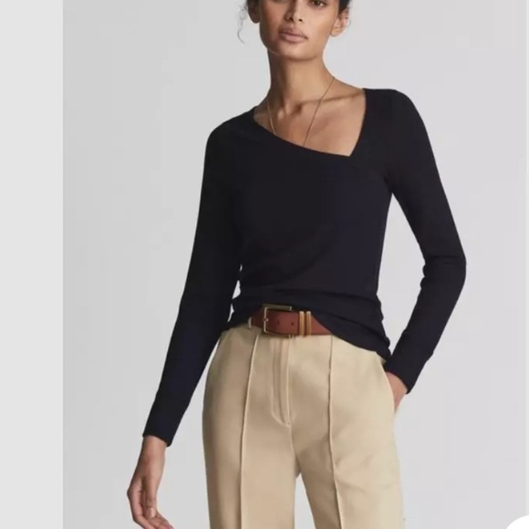 Reiss Sweaters - REISS Carly Asymmetric Neck Jersey Long Sleeve